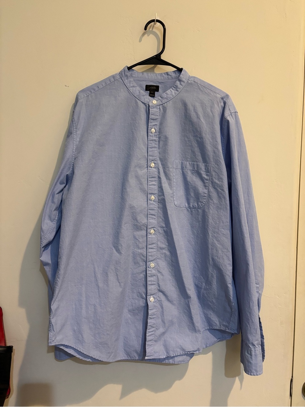 JCrew light Blue cotton Mens Button-Up Nehru Collar Shirt XL